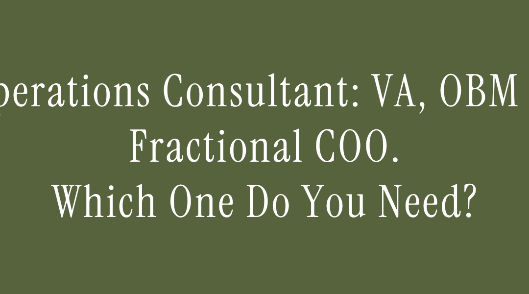 Operations Consultant: VA, OBM or Fractional COO. Which One Do You Need?